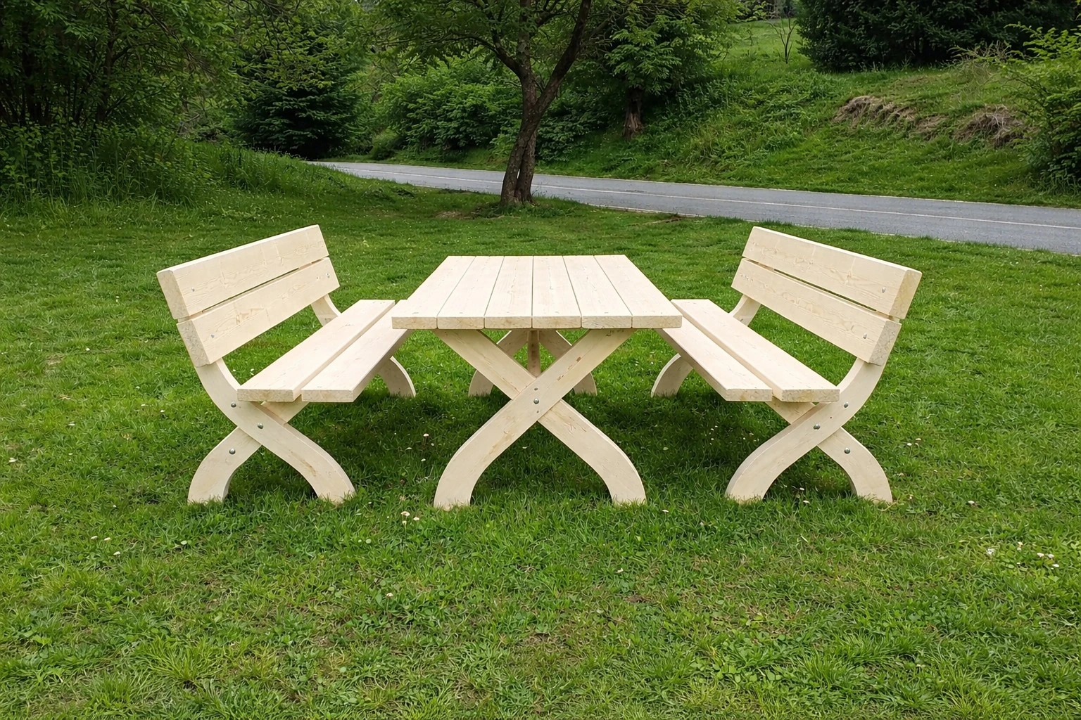 Meble ogrodowe stół i dwie ławki